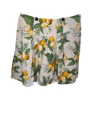 Women's Lemon Print A-Line cotton Skirt - white & Yellow 16W Talbot’s